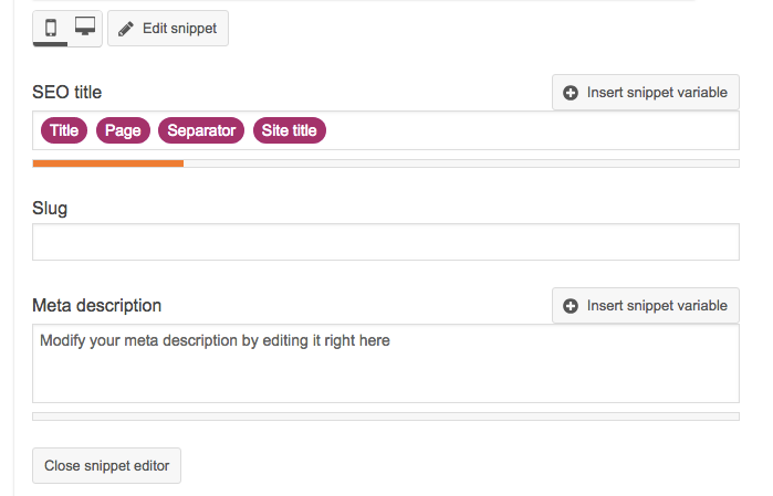 Configuración predeterminada de Yoast SEO